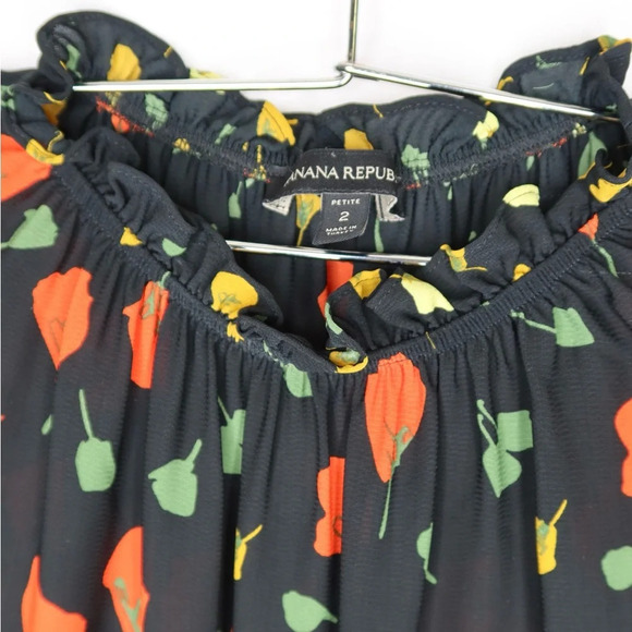Banana Republic Black California Poppy Floral Print High Neck Midi Dress - Picture 6 of 9